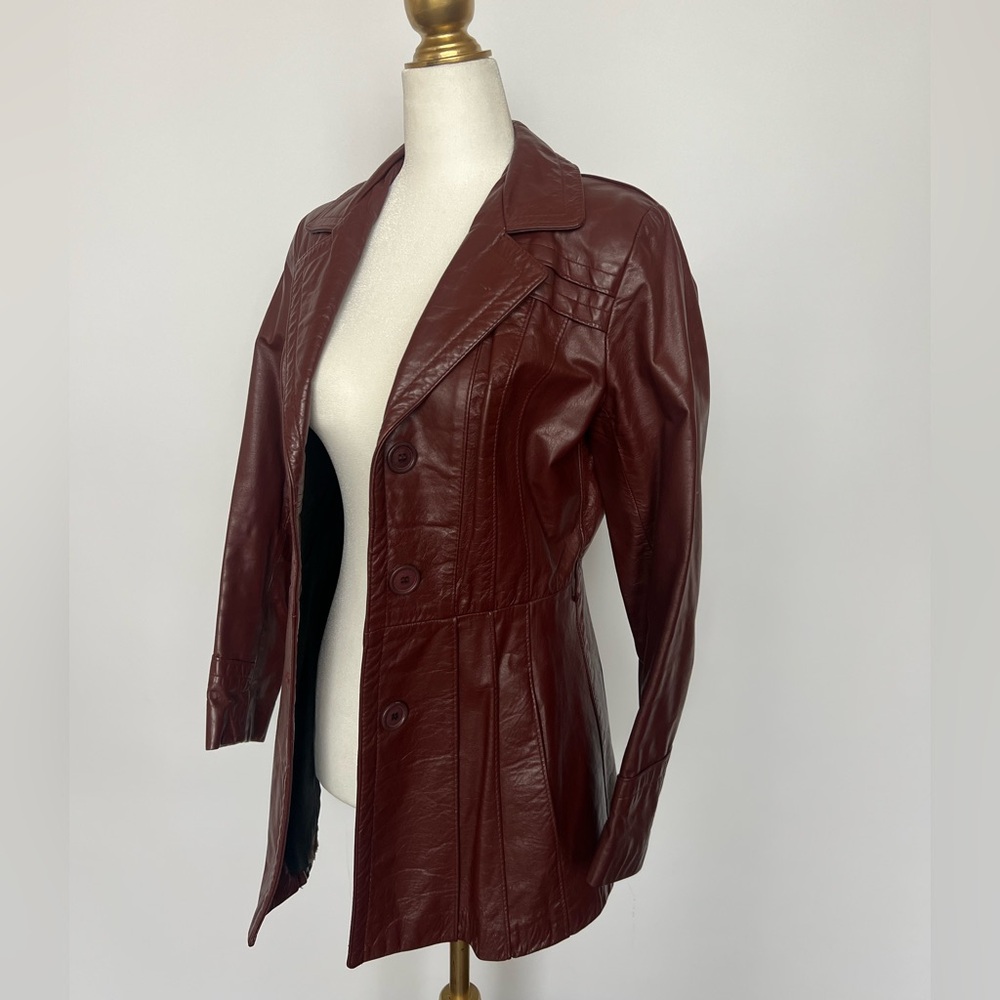 Vintage Sears Women's Dark Red Leather Coat